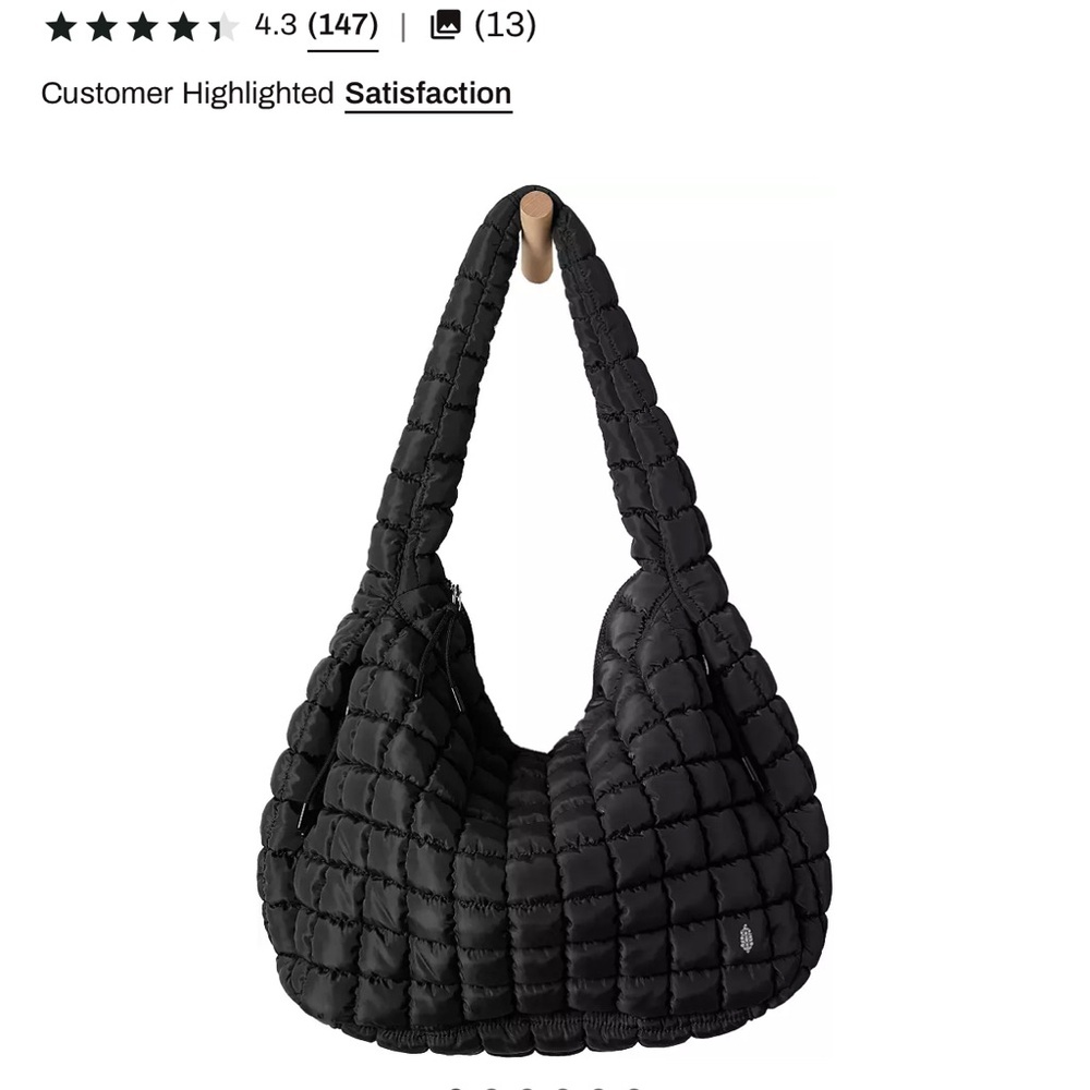 FP Movement by Free People Black Quilted Hobo Bag